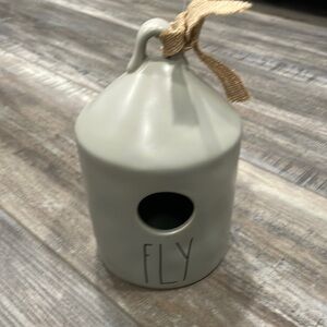 Rae Dunn Gray Fly Cylinder Bird House